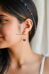 Raw Amethyst Earring, Loop Earring, Gold Plated Earring, Gemstone Earring, Birthstone Earring
